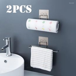 Hooks Self-adhesive Bathroom Kitchen Roll Paper Towel Holder Rack Hanging Toilet Stand Hanger Organizer