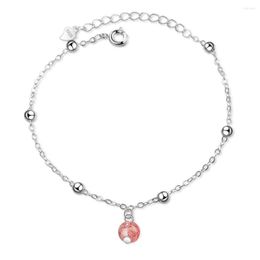 Link Bracelets Forest Sweet Style Fresh Strawberry Crystal Small Beads Silver Colour Adjustable For Woman Hand Jewellery SB121