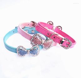 Dog Collars Europe Beatiful Rownot Chest Harness Blue Red Rose Pink Black Rhinestone Pet Collar For Small Puppy