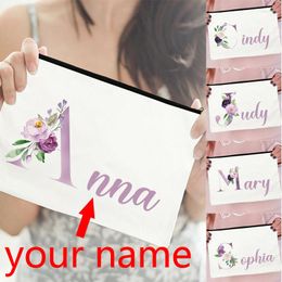 Cosmetic Bags Personalised Custom Initial Name Zipper Bag Birthday Gifts Bridal Luxury Toiletry Organiser Bridesmaid Makeup