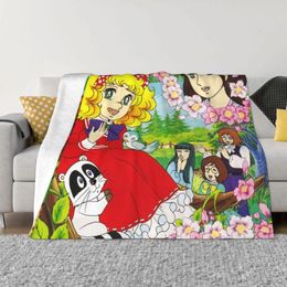 Blankets Cute Candy Fleece Throw Blanket Anime For Bedding Bedroom Super Soft Bed Rug