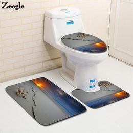 Bath Mats Shell Printing Mat Bathroom Carpet Rug Toilet Memory Foam U-Shaped And Non-slip Floor Set