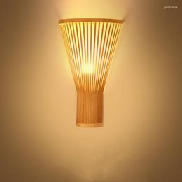 Chinese Handcrafted Bamboo wall mounted table lamp for Living Room and Bedroom Interior Decoration
