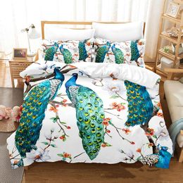 Bedding Sets Peacock Feather Set Duvet Cover Single Double King For Adult Women Microfiber Comforter Bedroom Decor