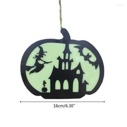 Party Decoration Halloween Luminous Glass Witch Bat Pendant Creative Charm Decor For Home Festival Backdrop Children Present A0KE