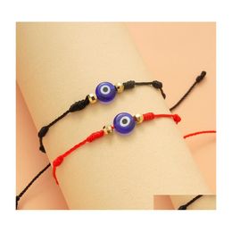 Charm Bracelets Turkish Lucky Evil Blue Eye For Women Handmade Braided Red Black Rope 7 Knots Bracelet Jewellery Friendship Drop Delive Dhwkj