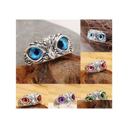 Band Rings Fashion Demon Eye Owl For Women Girl Lovers Retro Animal Open Adjustable Statement Ring Jewelry Gift Wholesale Drop Delive Dhrp4