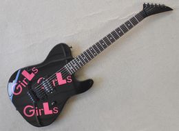 6 Strings Black Electric Guitar with Girls Sticker Rosewood Fretboard Can be Customised as request