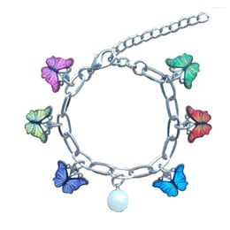 Link Bracelets 8 Styles Sweet Romantic Oil Dripping Colorful Butterfly Stainless Steel Charm Chain Sexy Women Female Girl BF013-020