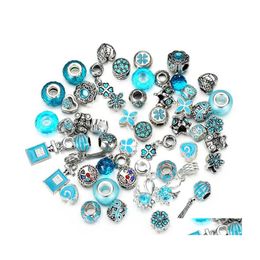 Charms 50Pcs/Lot Crystal Big Hole Loose Spacer Craft European Rhinestone Bead Pendant For Charm Bracelet Necklace Fashion Diy Jewelr Dhla7