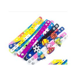 Adjustable Colorful popping jelly candy Sile Wristbands with Holes for Kids' Birthday Party Award - 18cm Length