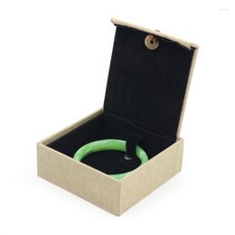 Jewelry Pouches 2022 Linen Ring Bracelet Car Pendant Holding Box High Temperature Embossing Technology Tassel Copper Coin Decoration