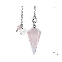 Pendant Necklaces Jadenova Natural Conical Gem Necklace Energy Healing Crystal Pendum Drop Delivery Jewellery Pendants Dh6Tn