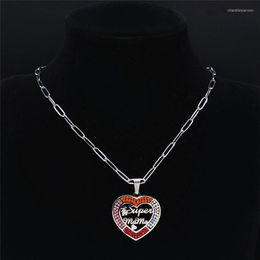 Pendant Necklaces 2022 Girl Super Mama Stainless Steel Crystal Chain Silver Color Heart Necklace Jewery Colgante Hombre NXS01