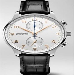Luxury New Men Automatic Mechanical Silver Rose Gold Watch Black Brown Leather Stainless Steel Sapphire Glass White Dial252C