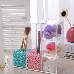 Storage Boxes Plastic Makeup Brush Organizer With 3 Drawers For Cotton Pads/Beauty Egg Box Cosmetics 500g Beads Optional