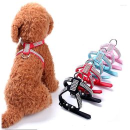 Dog Collars Collar Puppy Shiny Harness And Leash Suit Pet Diamond Adjustable Cat Supplies Vest Leather Accessories