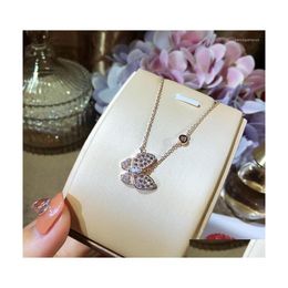 Pendant Necklaces Fashion Designer Sparkling Zircon Butterfly Quality 925 Sterling Sier Women Link Necklace Drop Delivery Jewellery Pen Dhipb