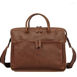 Briefcases 2022 Men's Briefcase Vintage Business Shoulder Bags For Male Office High Quality Men Casual Tote Bag Large Capacity