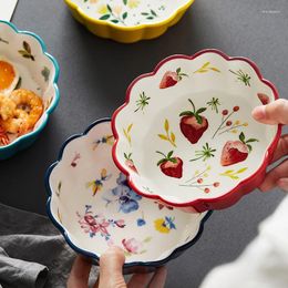Bowls Nordic Simple Hand-painted Ceramic Salad Cake Bowl Colourful Porcelain Soup Fruit Lace Rice Dessert Snack Tableware