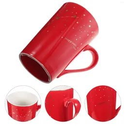 Mugs Water Cup Mug Coffeedesktop Resistant Red Decorative Handheld Daily Heat Use Handle Household Drinking