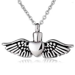 Pendant Necklaces Stainless Steel Ashes Necklace Memorial Cremation Jewellery Angel Wing Heart Pendants Urn Keepsake