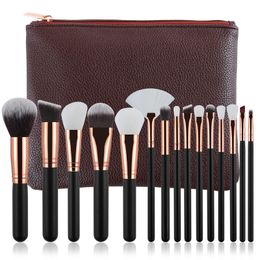 Portable 15pcs Makeup Brushes Sets Cosmetic Brush Foundation Eyeshadow Eyeliner Make up Brush Kits With PU Leather Bag