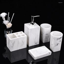 Bath Accessory Set Marble Stripes Resin Five Piece Liquid Soap Dispenser Mouth Cup Dish Toothbrush Holder Wash Gifts Bathroom Accessories