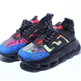 Casual Shoes Luxury Designer Vercace Chain Casual Shoes Italy Triple Black Multi Color Suede Tan Fluo Beige Platform Sneaker Outdoor Mens Trainers 665