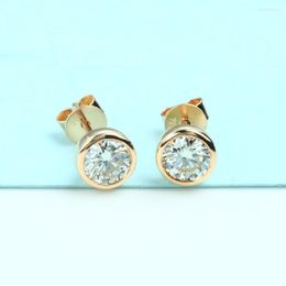 Stud Earrings Veryins Solid 18K Yellow Gold 1CTW 0.5ct Each 5MM D Color Moissanite Bezel For Women Anniversary Gift