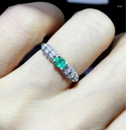 Cluster Rings Emerald Ring Natural Real 925 Sterling Silver 0.25ct Gemstone Women Finger Fine Jewellery #X18051601