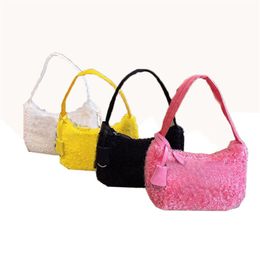 Designer Re Edition 2000 2005 Hobo Sling Bags For Girls Luxurys Sheep Fur Mini Clutch Handbag Plush Side Shoulder Crossbody The To255B
