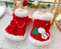 Dog Apparel Handmade Winter Pet Clothes Coat Dress Cloak Fairy Tale Princess Outfit Christmas Costume Warm Fur Collar Skirt Holiday