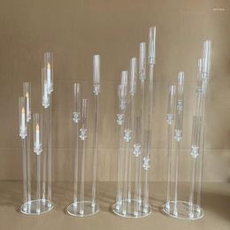 Candle Holders 2/4/5/10pcs Acrylic Crystal Candelabra Wedding Centrepieces Clear Holder Ceremony Event Party Decoration