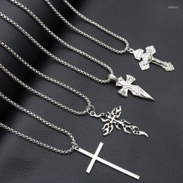 Pendant Necklaces Religious Cross Necklace Christian Charm Catholic Jesus Flame DIY Church Jewellery For Men