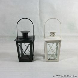 Candle Holders 20pcs Metal Holder Small Iron Lantern Shaped Black White Color