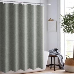Shower Curtains Thick Grey Imitation Linen Fabric Waterproof Bath For Bathroom Bathtub Large Wide Modern Bathing Cover