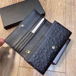 Unisex Luxury Wallet High Quality Clutch Ostrich Leather Designer Card Holder Crossbody Female Purses 2204022171