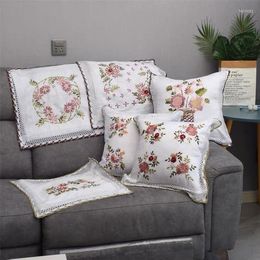 Cubierta de almohada 2pcs 45x45 bordado floral cubiertas de casa de campo de 18 pulgadas decoración de hogar rústico cuadrado simple