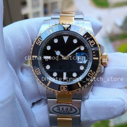 Clean Factory Men of Watch 904L Two-Tone Gold Bracelet Watches Cal.3135 Automatic Movement CF 40MM Black Blue Ceramic Bezel Wristwatches Super Luminous Original Box