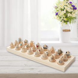 Jewelry Pouches 24 Solid Wood Rings Display Stand Cone Storage Rack Organizer Holder Home Accessories