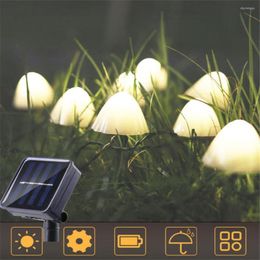 Strings Solar Outdoor Garlands Garden Lighting Decoration Cute Mushroom Fairy Light Patio Pathway Waterproof IP65 10 Mini Lamps