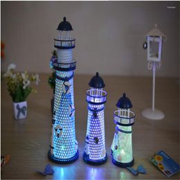 Candle Holders -selling Mediterranean-style Lighthouse Wrought Iron Candlestick Holder Home Decoration