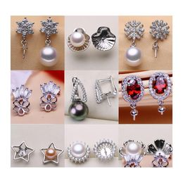 Jewellery Settings Diy Pearl Stud Earrings Fashion S925 Sier For Women Mounting Earring Blank Wedding Gift Drop Delivery Dhcte