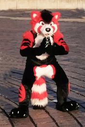 Red Husky Fox Mid-length Fur Mascot Costume Walking Halloween Christmas Suit