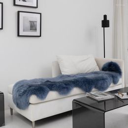 Carpets Selected Genuine Sheepskin Fur Rug In Blue Color Real Sheep Chair Mat Bedside Carpet