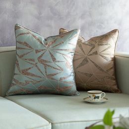 Pillow Light Luxury Satin Geometric Jacquard Home Decor Cover Triangular Leaves Sofa Chair Bed Office Pillowcase
