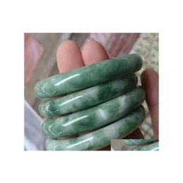 Bangle Jade Green Gemstone Vintage Bracelets Charm Pure Natural Bracelet Wedding Gift For Women Drop Delivery Jewellery Dh6Us