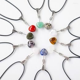 Pendant Necklaces 12pc Cute Natural Reiki Gemstones Heart Shape Cupid Love Arrow Crystal Necklace Healing Clear Quartz Fashion Jewellery