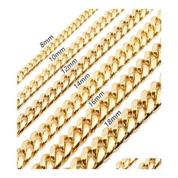 Chains 8 10 12 14 16 18Mm 1830Inches Miami Cuban Link Gold Chain Hip Hop Jewelry Thick Stainless Steel Necklace277P6868481 Drop Deli Dh8Xb